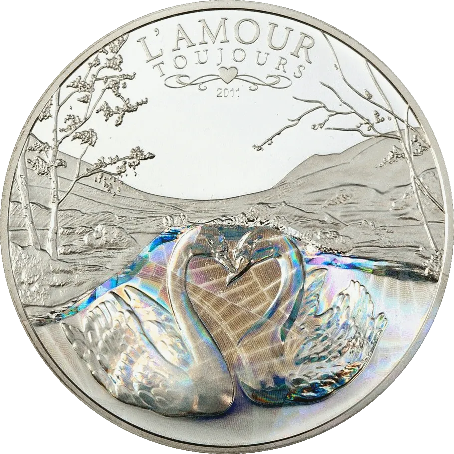 Монета "Любовь",  2011 г., Серебро, 20 гр., проба 925, КАМЕРУН
