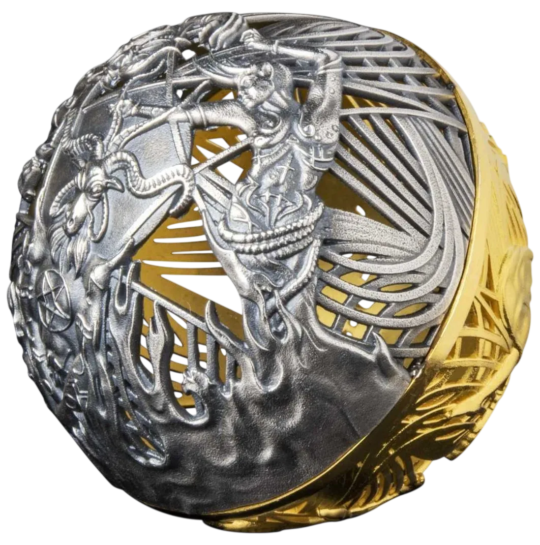 Монета "Рай и Ад", 2021 г., Серебро, 62,2 гр., проба 999, САМОА