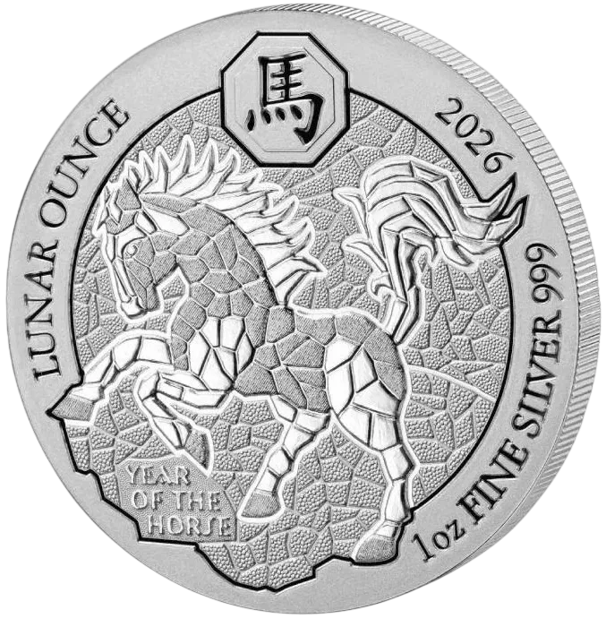 Монета "Год Лошади", 2026 г., Серебро, 31,1 гр., проба 999, РУАНДА