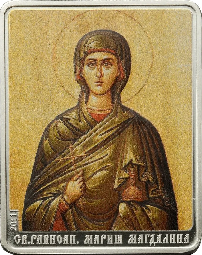 Монета "Святая Мария Магдалина",  2011 г., Серебро, 25 гр., проба 999, ОСТРОВА КУКА