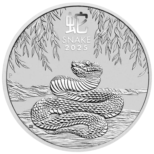 Монета "Лунный календарь Год Змеи", 2025 г., Серебро, 15,55 гр., проба 9999, АВСТРАЛИЯ