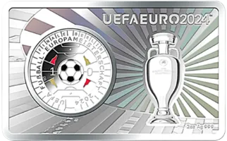 Монета "Чемпионат Европы по футболу в Германии 2024",  2024 г., Серебро, 62,2 гр., проба 999, ГЕРМАНИЯ
