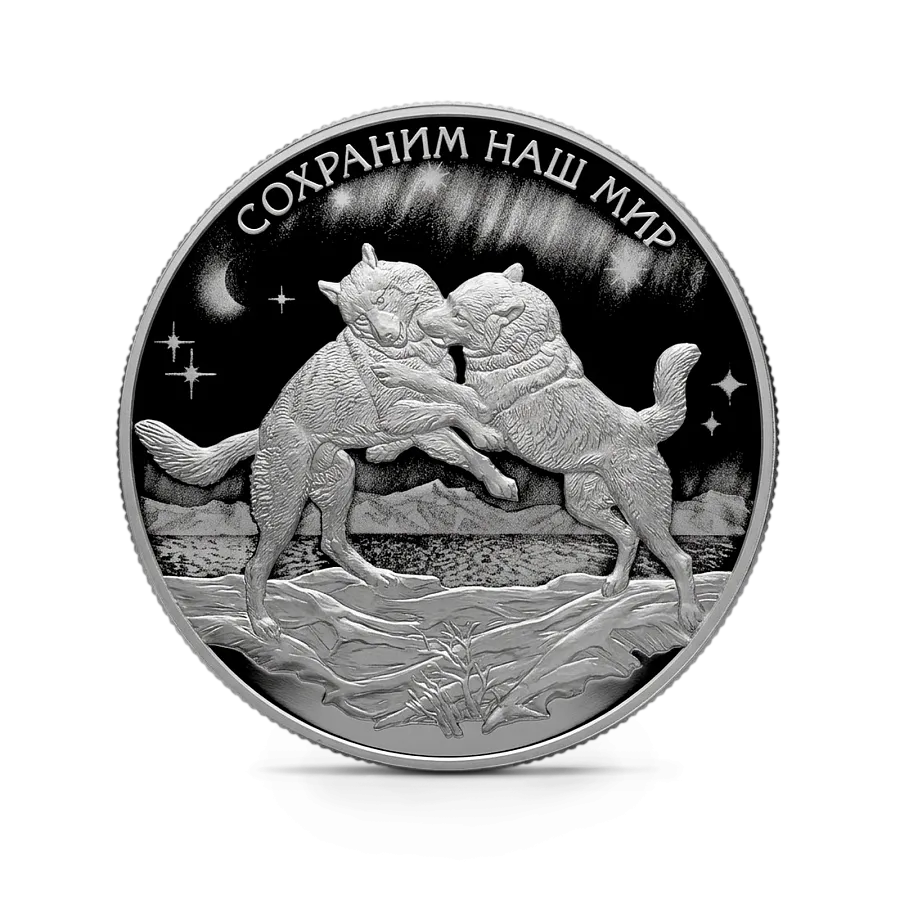 Монета "Полярный волк", СПМД, 2020 г., Серебро, 155,5 гр., проба 925, РОССИЯ