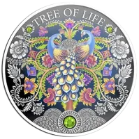 Монета "Дерево жизни райские птицы",  2022 г., Серебро, 31,1 гр., проба 999, ГАНА