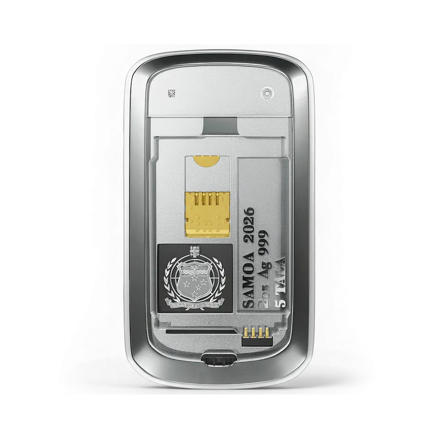 Монета "Телефон QWERTY", 2026 г., Серебро, 62,2 гр., проба 999, САМОА