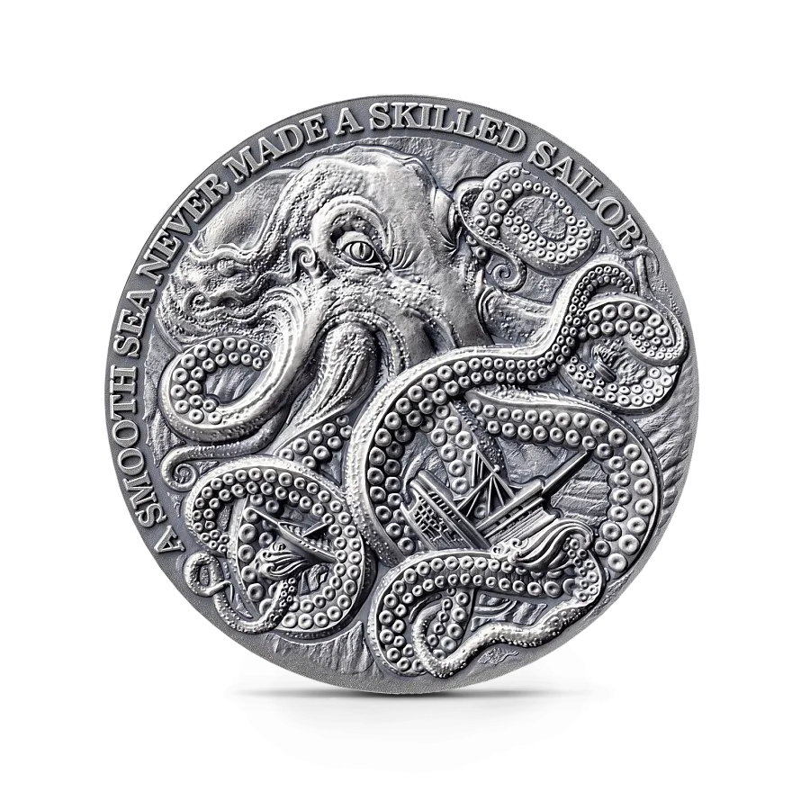 Монета "Кракен", 2024 г., Серебро, 31,1 гр., проба 999, ГАНА