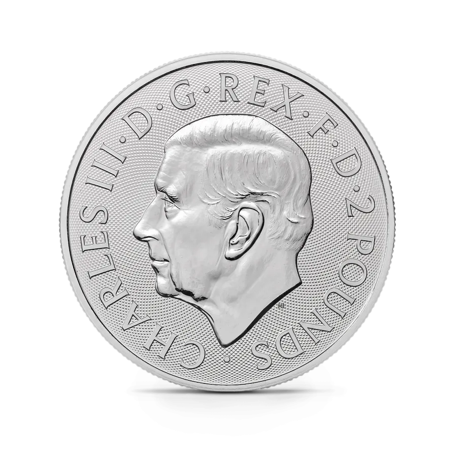 Монета "Беовульф и Дракон", 2025 г., Серебро, 31,1 гр., проба 999, СОЕДИНЕННОЕ КОРОЛЕВСТВО