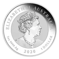 Монета "Львы-хранители Пиксиу", 2020 г., Серебро, 31,1 гр., проба 999.9, АВСТРАЛИЯ