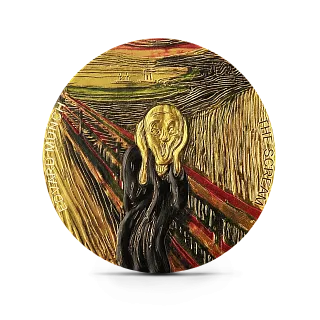 Монета "Крик. Эдвард Мунк", 2022 г., Серебро, 62,2 гр., проба 999, ГАНА