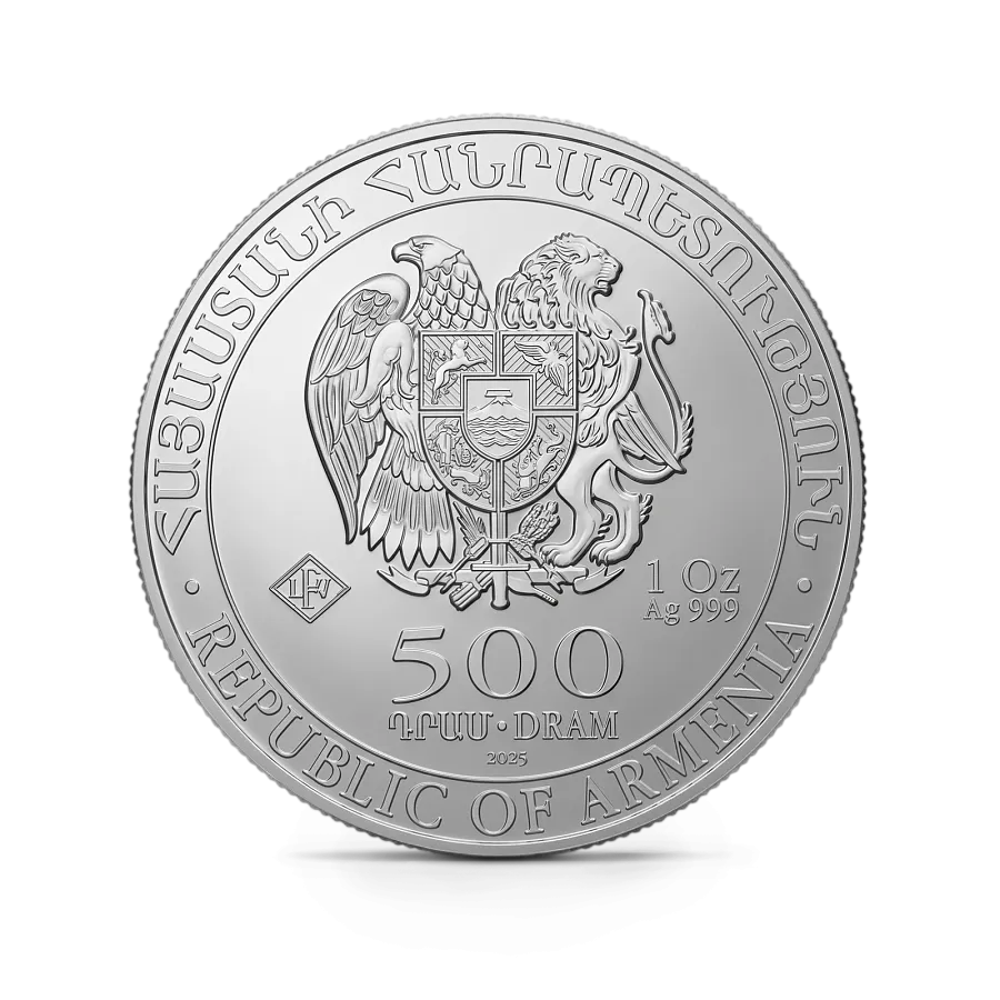 Монета "Ноев Ковчег", 2025 г., Серебро, 31,1 гр., проба 999.9, АРМЕНИЯ