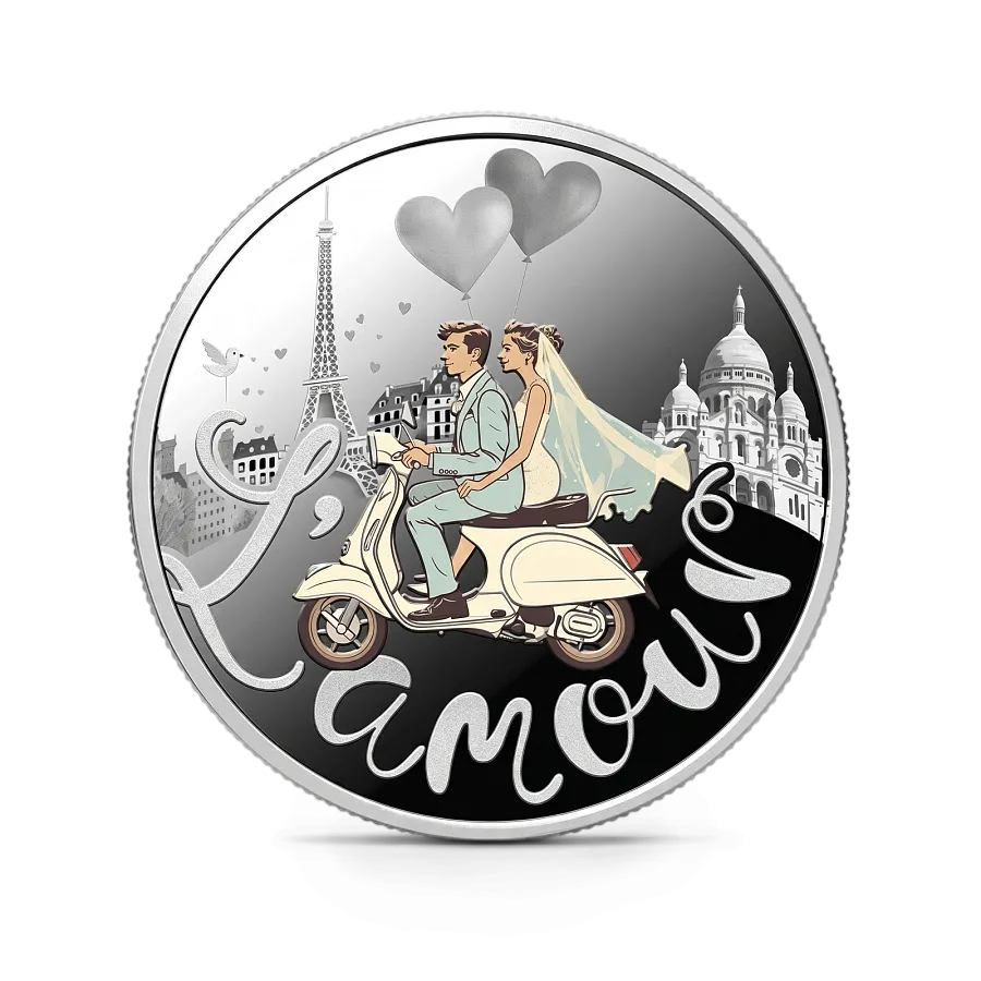 Монета "Свадебная монета Lamour", 2025 г., Серебро, 17,5 гр., проба 999, КАМЕРУН