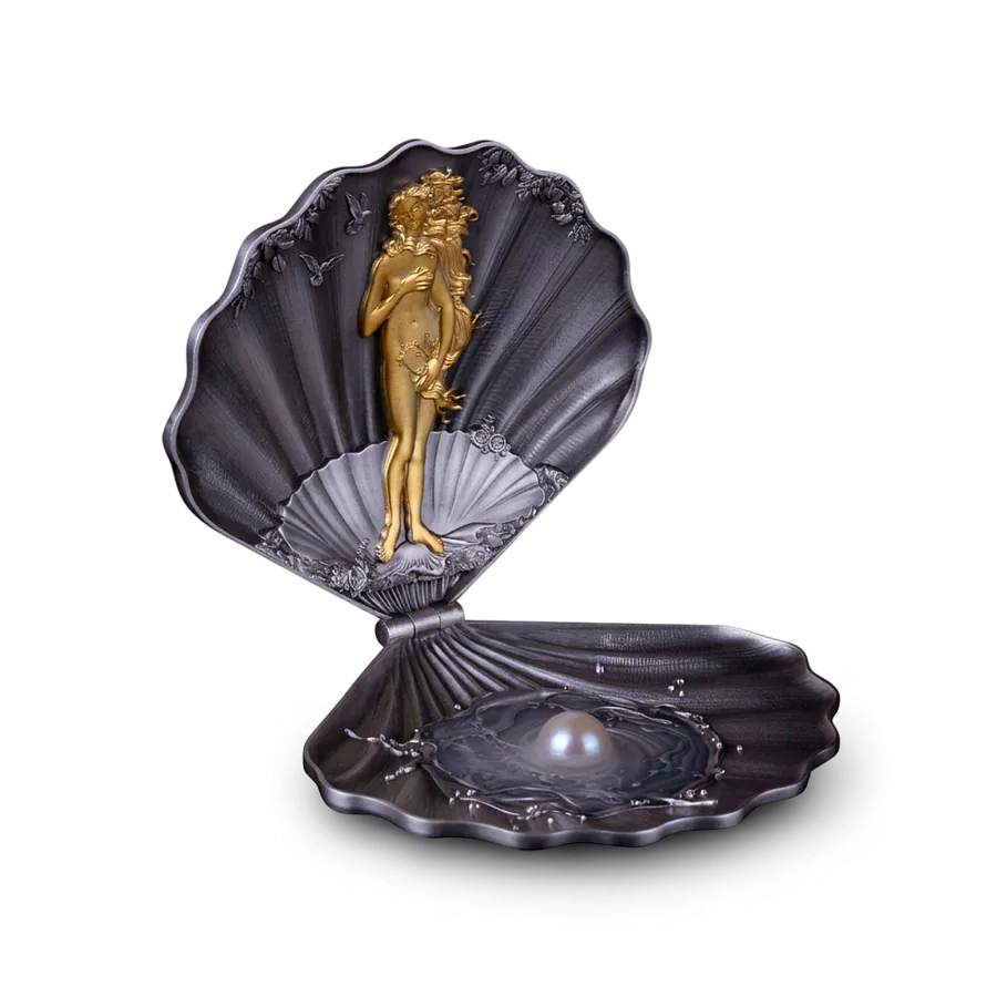 Монета "Рождение Венеры", 2025 г., Серебро, 93,3 гр., проба 999, САМОА