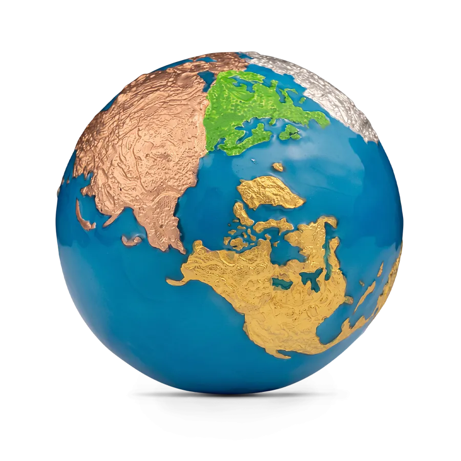 Монета "Планета Земля",  2024 г., Серебро, 155,5 гр., проба 999, БАРБАДОС