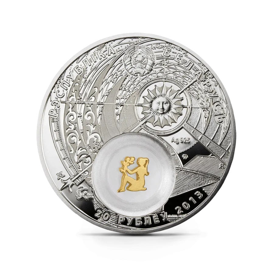 Монета "Дева, Знаки Зодиака", 2013 г., 28,28 гр., проба 925, БЕЛАРУСЬ