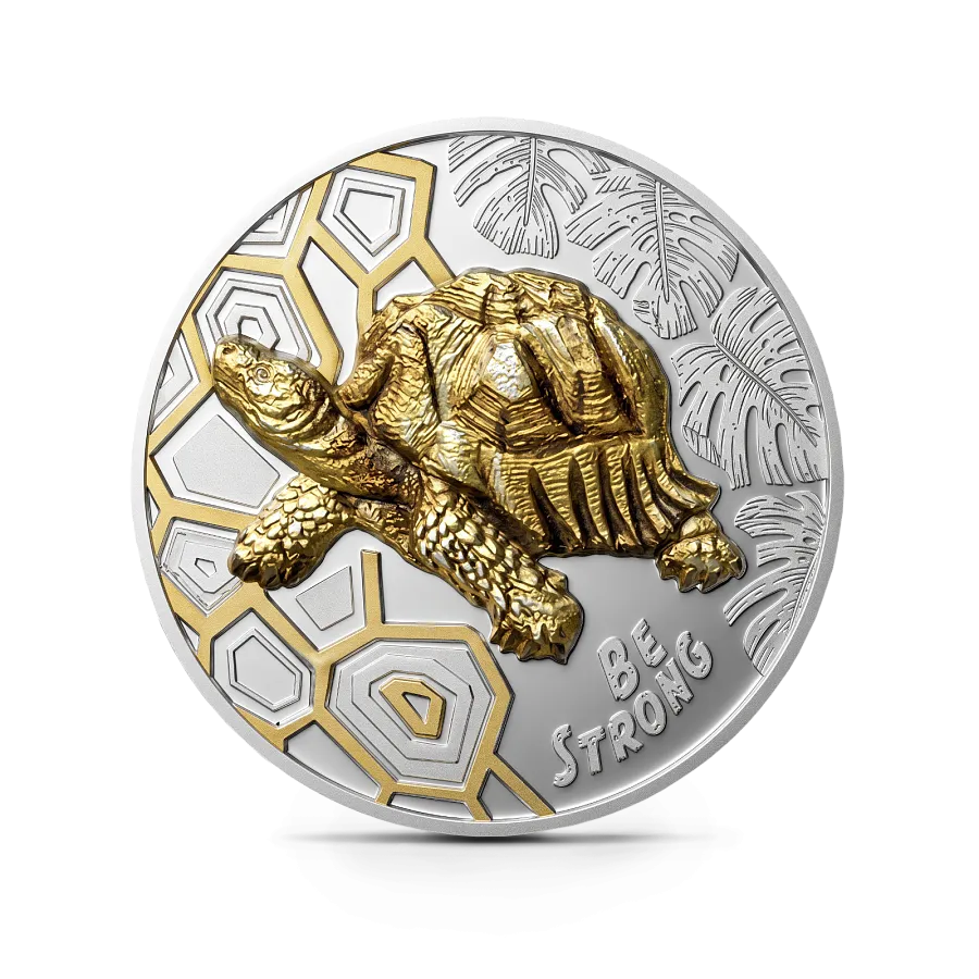 Монета "Будь сильным. Черепаха", 2022 г., Серебро, 31,1 гр., проба 999, КАМЕРУН