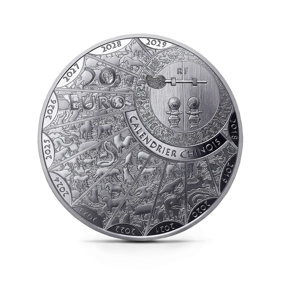 Монета "Год Козы", 2027 г., Серебро, 31,104 гр., проба 999, ФРАНЦИЯ