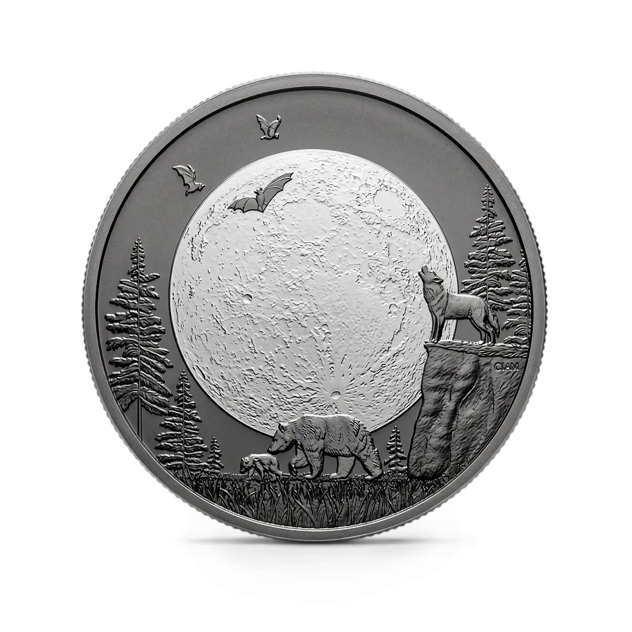 Монета "Фазы Луны", 2025 г., Серебро, 297 гр., проба 999, КАНАДА