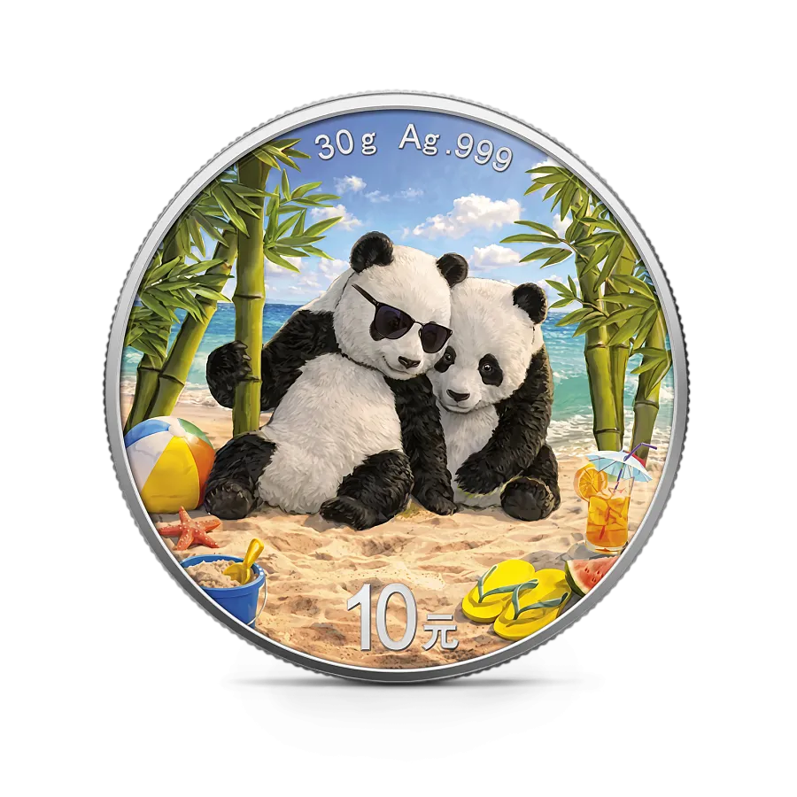 Монета "Панда. Лето", 2026 г., Серебро, 30 гр., проба 999, КИТАЙ