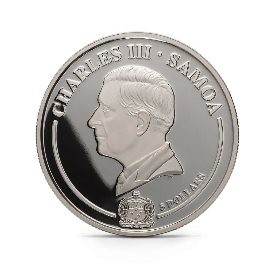 Монета "Магнолия. Коллекция "Золотой цветок"", 2025 г., Серебро, 31,1 гр., проба 999, САМОА
