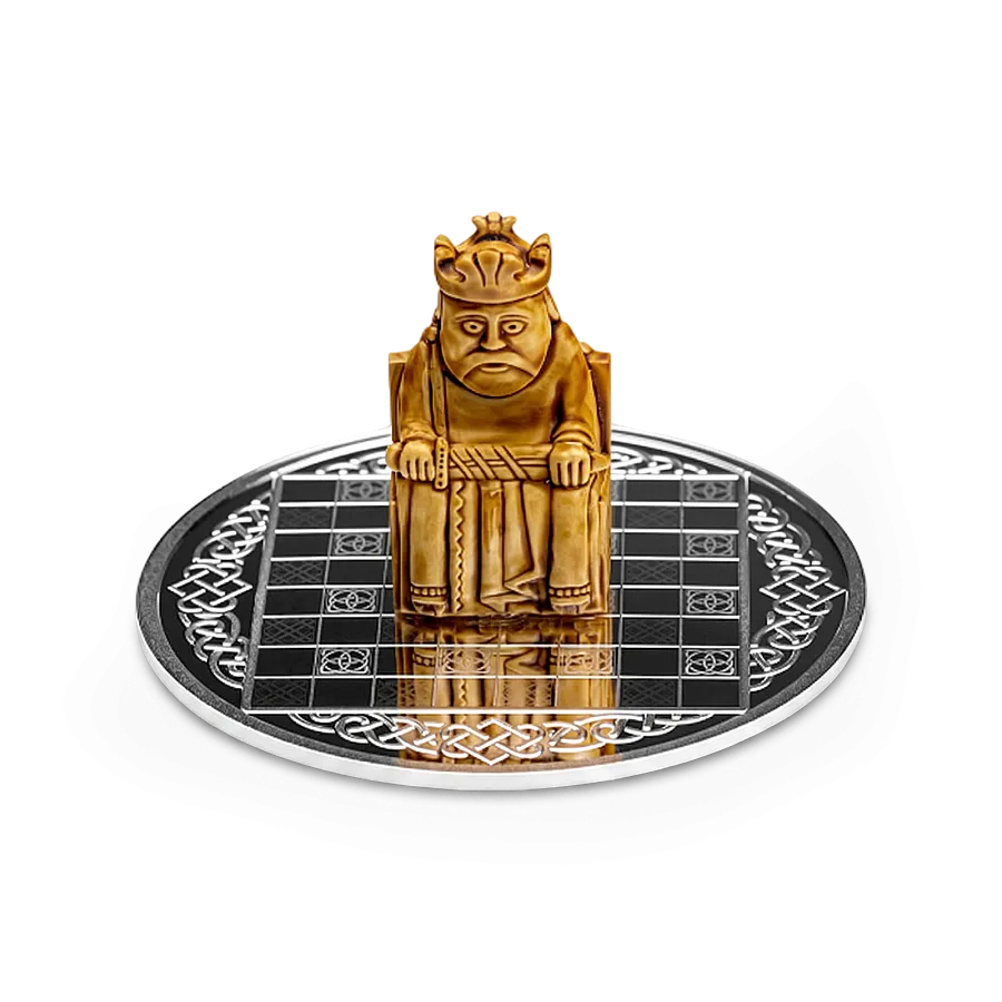 Монета "Набор. Шахматы Викингов",  2023 г., Серебро, 105 гр., проба 999, КАМЕРУН