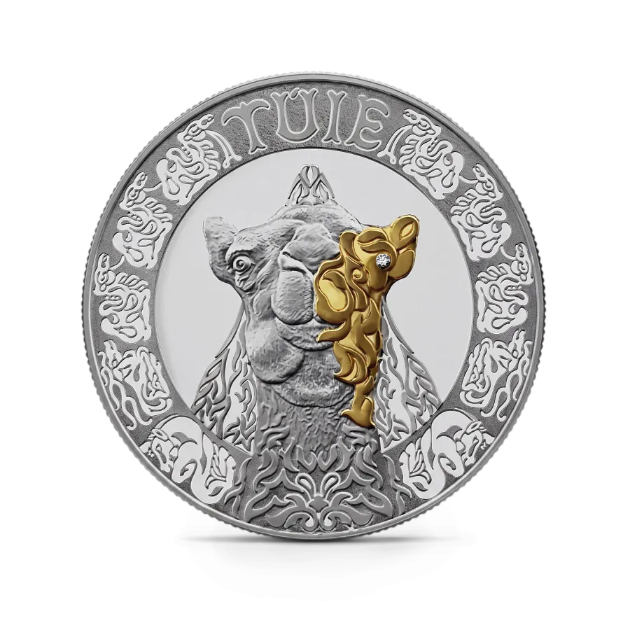 Монета "Верблюд", 2023 г., Серебро, 777,5 гр., проба 925, КАЗАХСТАН