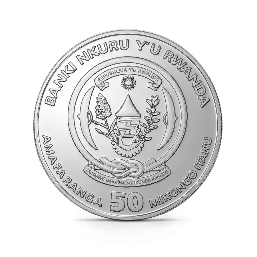 Монета "Руандийский Лунный Дракон (Полированный)", 2024 г., Серебро, 31,1 гр., проба 999, РУАНДА