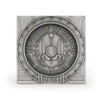 Монета "Пирамида",  2023 г., Серебро, 1 000 гр., проба 999, ДЖИБУТИ