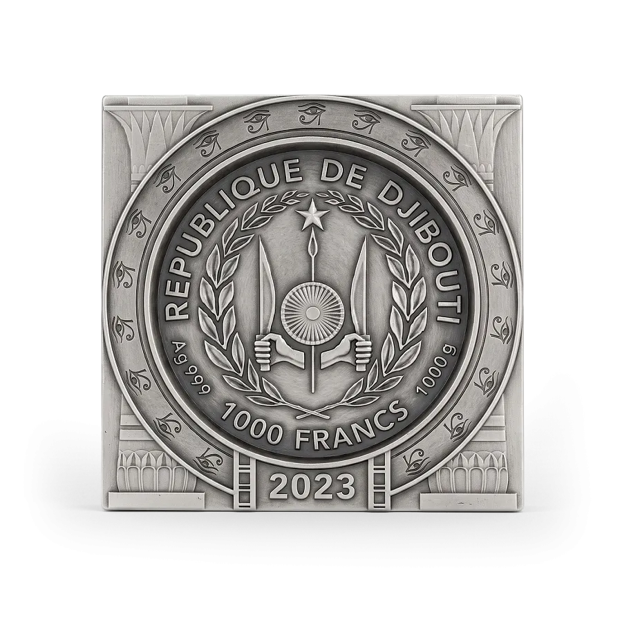 Монета "Пирамида",  2023 г., Серебро, 1 000 гр., проба 999, ДЖИБУТИ
