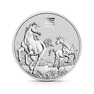 Монета "Год Лошади", 2026 г., Серебро, 15,55 гр., проба 999.9, АВСТРАЛИЯ