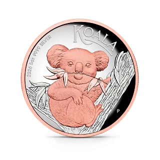 Монета "Розовая Коала", 2026 г., Серебро, 155,5 гр., проба 999.9, АВСТРАЛИЯ