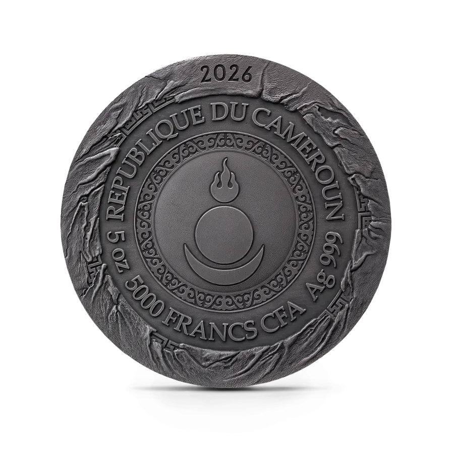 Монета "Чингисхан, Великие полководцы", 2026 г., Серебро, 155,5 гр., проба 999, КАМЕРУН