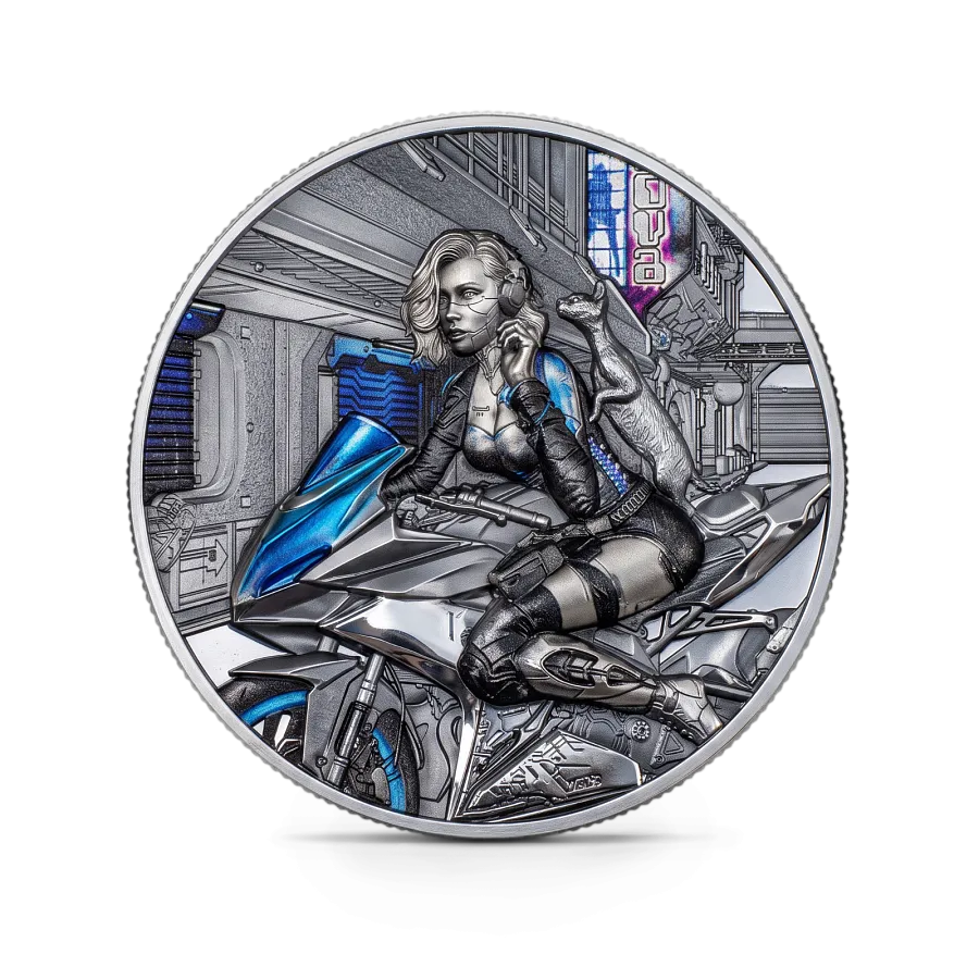 Монета "Кибер-королева: Начало",  2023 г., Серебро, 93,3 гр., проба 999, ОСТРОВА КУКА