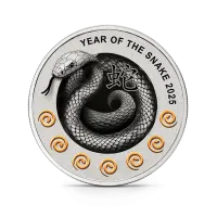 Монета "Год Змеи 7 Элементов", 2025 г., Серебро, 17,5 гр., проба 999, НИУЭ