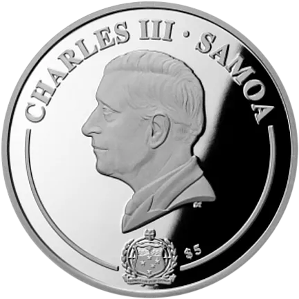 Монета "Георгин. Коллекция "Золотой цветок"",  2026 г., Серебро, 31,1 гр., проба 999, САМОА