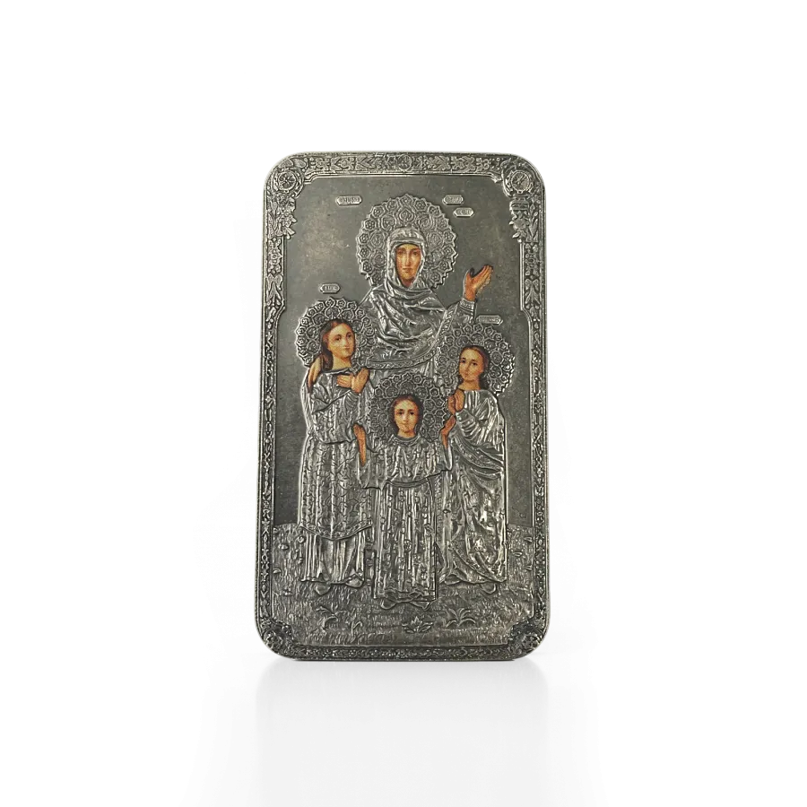 Монета "Православные святыни. Вера", Надежда, Любовь и мать их Софья,  2017 г., Серебро, 31,1 гр., проба 999, РОССИЯ