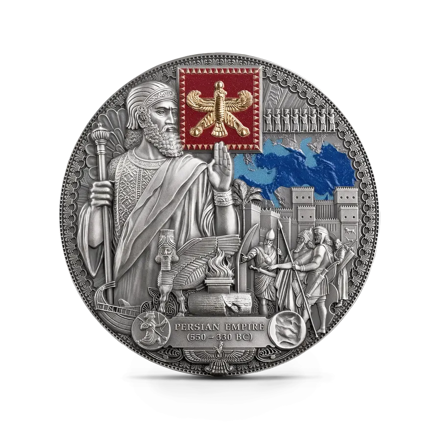 Монета "Персидская Империя, Наследие величайших империй",  2026 г., Серебро, 62,2 гр., проба 999, КАМЕРУН