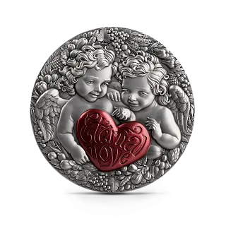 Монета "Вечная любовь, Небесная красота", 2026 г., 31,1 гр., проба 999, КАМЕРУН