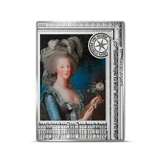 Монета " Мария-Антуанетта с розой. Элизабет Виже ле Брюн, 2023 г., Серебро, 22,2 гр., проба 999, ФРАНЦИЯ"