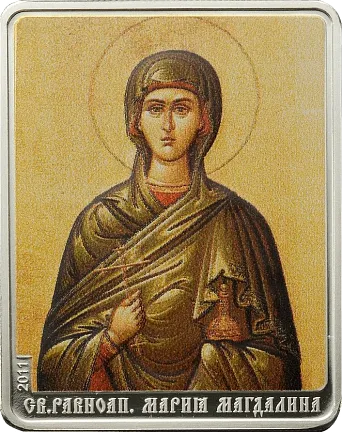 Монета "Святая Мария Магдалина",  2011 г., Серебро, 25 гр., проба 999, ОСТРОВА КУКА
