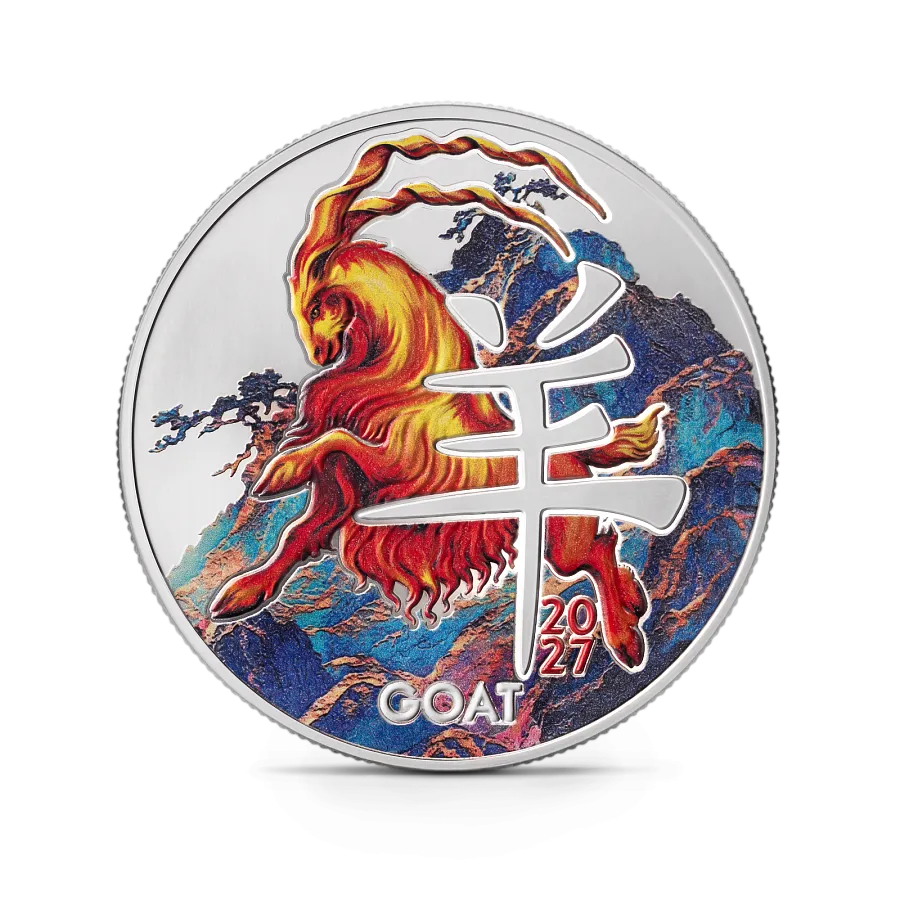 Монета " Год козы ", 2027 г., 15,55 гр., проба 999, КАМЕРУН