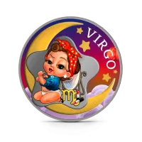 Монета " Дева. Детский знак Зодиака, 2022 г., Серебро, 15,55 гр., проба 999, ГАНА"