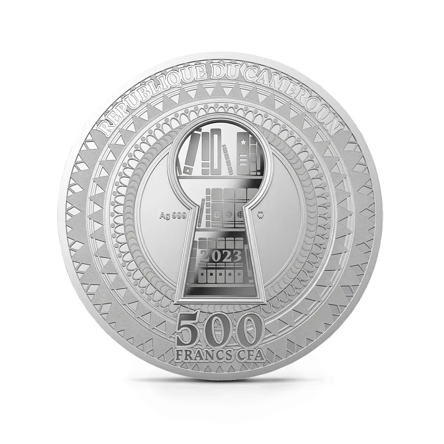 Монета "Ключ знаний", 2023 г., Серебро, 17,5 гр., проба 999, КАМЕРУН
