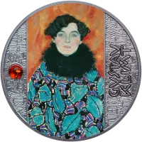Монета "Портрет Иоганны Штауде. Густав Климт", 2024 г., Серебро, 17,5 гр., проба 999, КАМЕРУН
