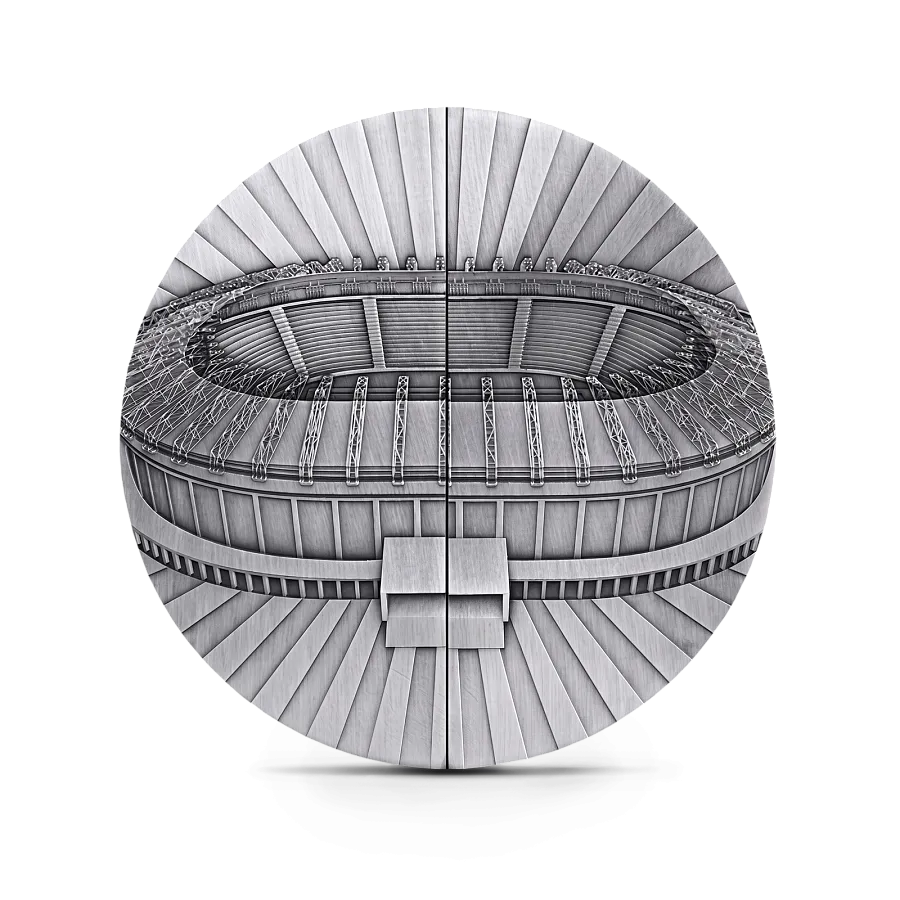 Монета "Раздвижная дверь Stadium", 2026 г., Серебро, 155,5 гр., проба 999, СОЛОМОНОВЫ ОСТРОВА